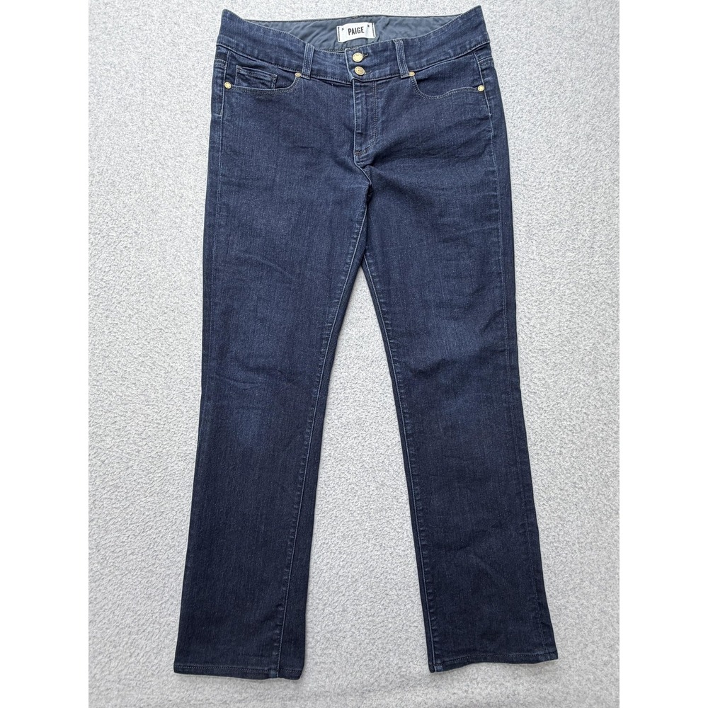 Paige Hidden Hills Straight Jeans Womens 30 Blue Mid Rise Dark Wash Denim‎ USA